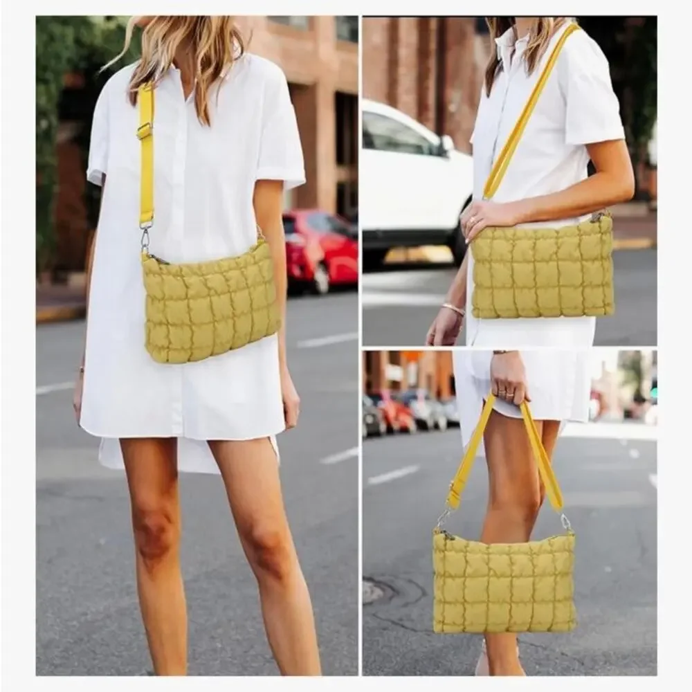 NWOT Elegant Yellow Quilted Shoulder Bag